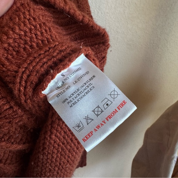 Brave Soul London Brick Orange Cable Knit Cardigan Sweater Sz: Small Cozycore - Picture 8 of 9